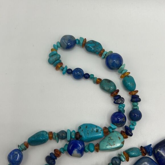 ✨️Jay King Lapis Lazuli Howlite Turquoise Amber 42" Lenth Infinity Necklace! - Picture 4 of 10